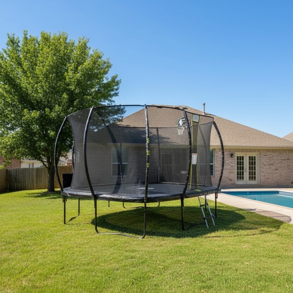 8ft x 12ft big air extreme rectangle trampoline sale ends monday 23rd free basketball set order this week